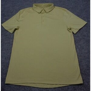 Lululemon Evolution Polo Shirt Mens L Yellow Striped Performance Stretch